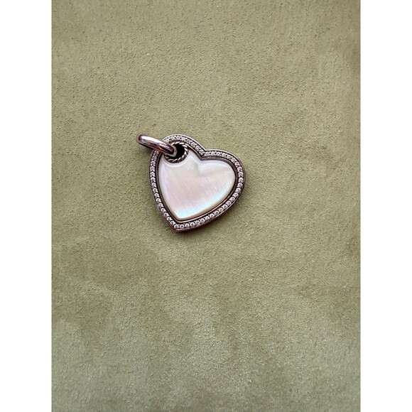 David Yurman Mother of Pearl and Diamond Sterling Silver Side Heart Pendant - Picture 1 of 5